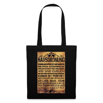 Hausordnung Vintage - Stoffbeutel - Schwarz - Vorne