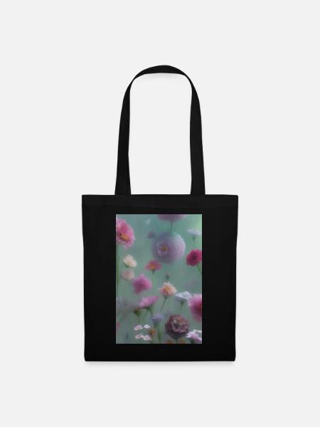 Blumen Kunst - Stoffbeutel - Schwarz