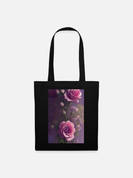 Blumen Kunst - Stoffbeutel - Schwarz