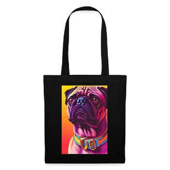 Mops Hund - Stoffbeutel - Schwarz - Vorne