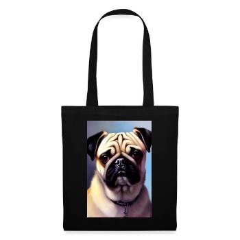 Mops Hund - Stoffbeutel - Schwarz - Vorne