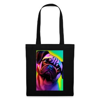Mops Hund - Stoffbeutel - Schwarz - Vorne