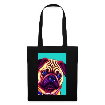 Mops Hund - Stoffbeutel - Schwarz - Vorne