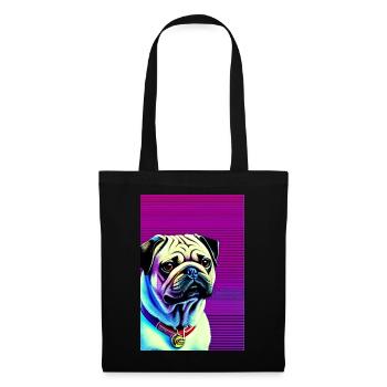 Mops Hund - Stoffbeutel - Schwarz - Vorne