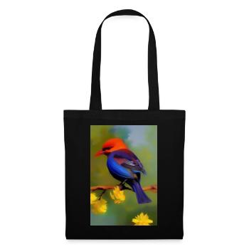 Bird on branch with flower blossoms - Tote Bag - black - Front