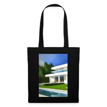 Villa blanche avec piscine - Sac en tissu - noir - Devant