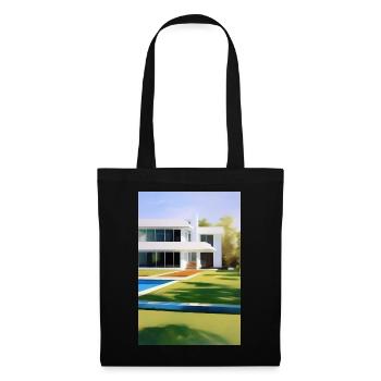 Villa blanche avec piscine - Sac en tissu - noir - Devant