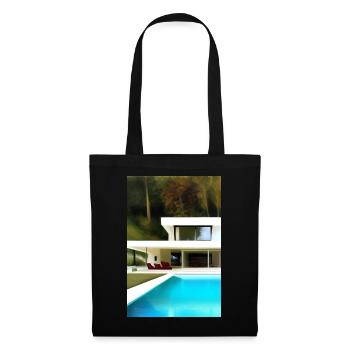 Villa blanche avec piscine - Sac en tissu - noir - Devant