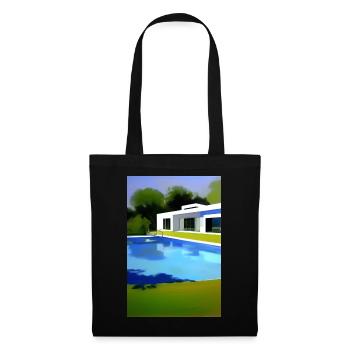 Villa blanche avec piscine - Sac en tissu - noir - Devant