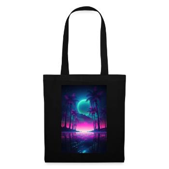 Eine Flucht in die Synthwave Retrowave Oase - Stoffbeutel - Schwarz - Vorne