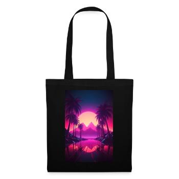 Beachside Beats: Synthwave-Vibes unter Palmen - Stoffbeutel - Schwarz - Vorne