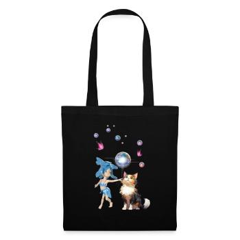 Sweet fairy is playing with cute cat - Tote Bag - black - Front