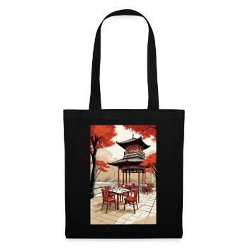 Asiatisches Kaffee - Stoffbeutel - Schwarz - Vorne
