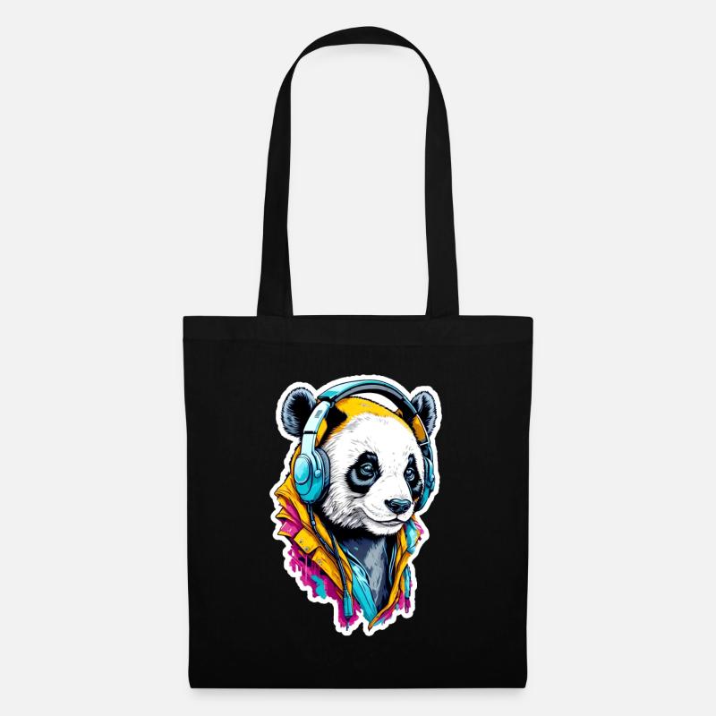 Panda - Stoffbeutel - Schwarz
