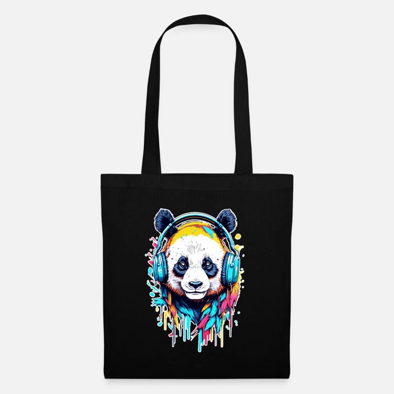 Panda - Stoffbeutel - Schwarz
