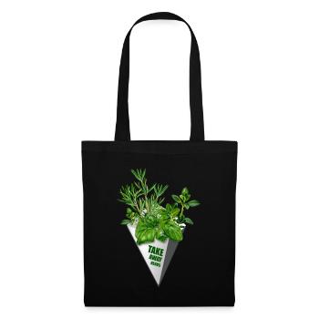 Take Away Herbs - lustiger Aufdruck für Feinschmecker - Stoffbeutel - Schwarz - Vorne
