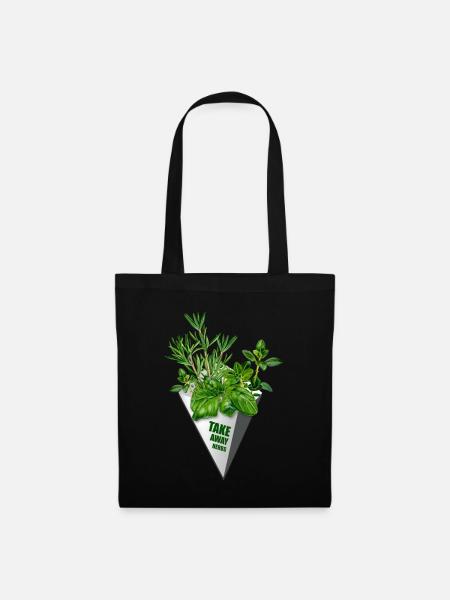 Take Away Herbs - funny print for foodies - Tote Bag - black