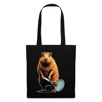 Capybara Tennis - Stoffbeutel - Schwarz - Vorne