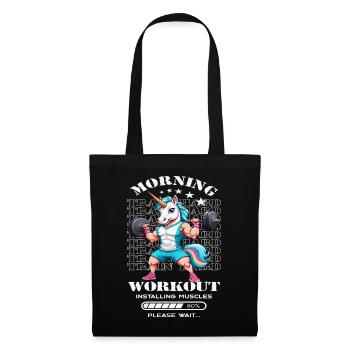 Einhorn Morning Workout - Stoffbeutel - Schwarz - Vorne