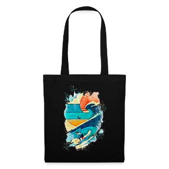Surfer-Illustration auf der Welle - Fun Surf - Stoffbeutel - Schwarz - Vorne