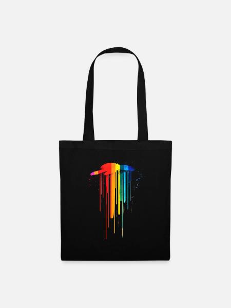 Dezentes und cooles tropfendes Pride-Flaggen-Regenbogen-Design - Stoffbeutel - Schwarz