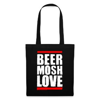 Bier Mosh Liebe Weißer Buchstabe - Stoffbeutel - Schwarz - Vorne