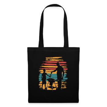 Père et fils griller BBQ Fête des pères - Sac en tissu - noir - Devant