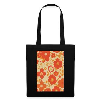 Groovy Retro Vintage Floral Pattern des années 70 - Sac en tissu - noir - Devant