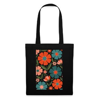 Fleurs de flore bohème - Sac en tissu - noir - Devant