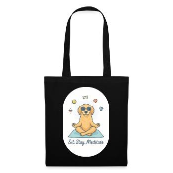 Zen Golden Retriever: Der flauschige Lebenscoach - Stoffbeutel - Schwarz - Vorne