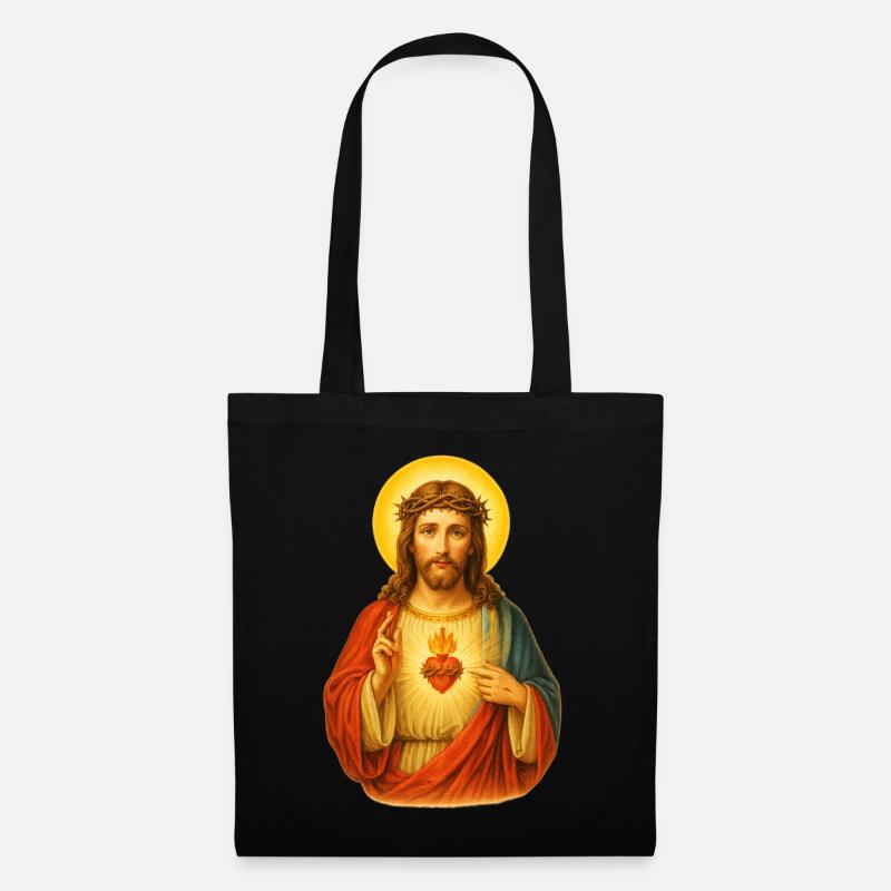 Kitschiger Herz Jesus Christus | Jesus Christ - Stoffbeutel - Schwarz