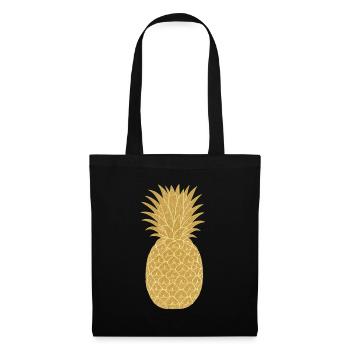 Goldene Ananas | Vergoldete Ananas-Eleganz - Stoffbeutel - Schwarz - Vorne