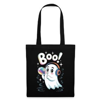 Boo Cute Casque Fantôme avec Bulle de Savon - Sac en tissu - noir - Devant