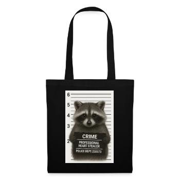Raccoon – heart theft with a system - Tote Bag - black - Front