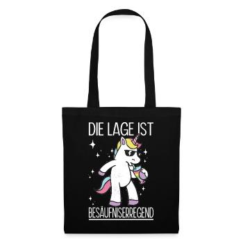 Lustiges Einhorn Bier Party Geschenk Spruch - Stoffbeutel - Schwarz - Vorne