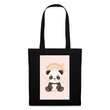 Cute Panda with Rainbow and Stars - Tote Bag - black - Front