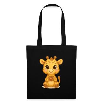 Cute giraffe with heart hands - Tote Bag - black - Front