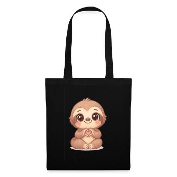 Cute sloth with heart hands - Tote Bag - black - Front
