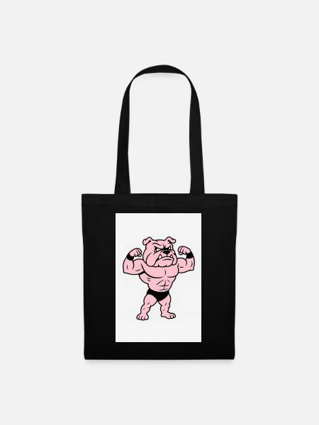 Pink Muscle Bulldog Pose - Tote Bag - black