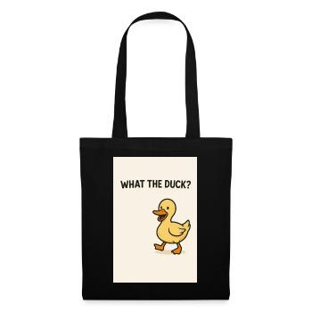 What the Duck – Verspielte Ente - Stoffbeutel - Schwarz - Vorne