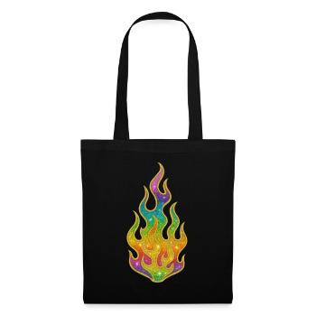 Flammes arc-en-ciel scintillantes - Sac en tissu - noir - Devant