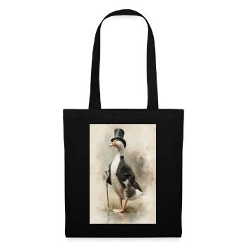 Gentleman Oie au chapeau haut de forme - Sac en tissu - noir - Devant