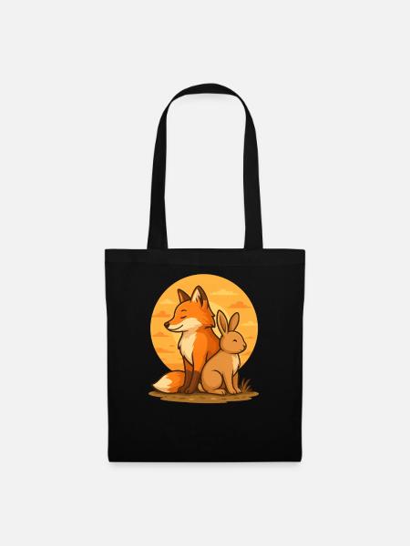 Fuchs und Hase - Stoffbeutel - Schwarz