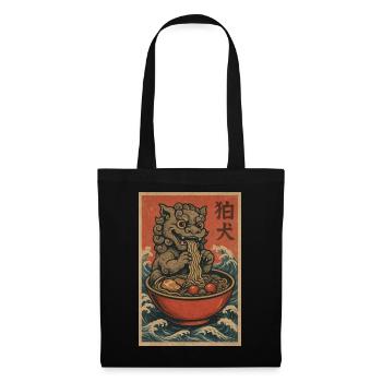 Ukiyoe FuHund Nudelwoge - Stoffbeutel - Schwarz - Vorne