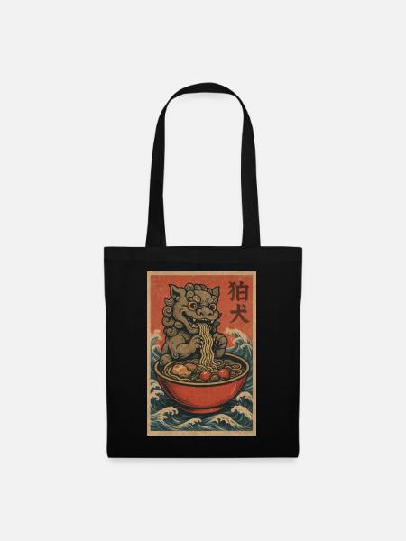 Ukiyoe FuHund Nudelwoge - Stoffbeutel - Schwarz