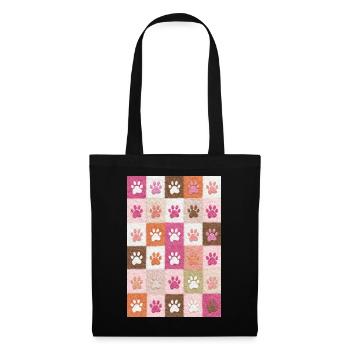 Pfotenabdruck-Patchwork-Plüschfelder - Stoffbeutel - Schwarz - Vorne