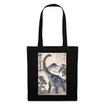 Ukiyo-e Dino unter dem Fuji-Berg - Stoffbeutel - Schwarz - Vorne
