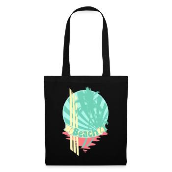 Bannière de la mer des palmiers de plage - Sac en tissu - noir - Devant