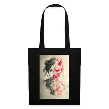 Portrait de dualité : Femme et Oni - Sac en tissu - noir - Devant