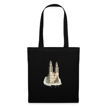 Cathédrale aquarelle avec deux tours - Sac en tissu - noir - Devant